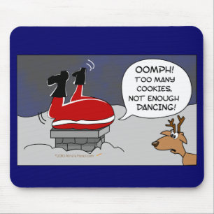Fat Stuck Santa Funny Christmas Dancing Cartoon Mouse Pad