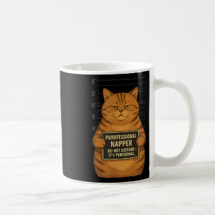 Fat Tabby Cat Mugshot – Funny “napping” Arrest Des Coffee Mug