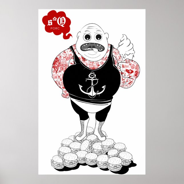 Fat Tattooed Wrestler Poster (Front)