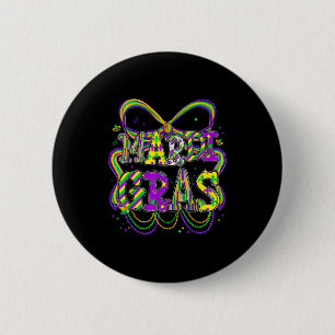 Fat Tuesday Mardi Gras Coquette Bow Kids Girls Wom 6 Cm Round Badge