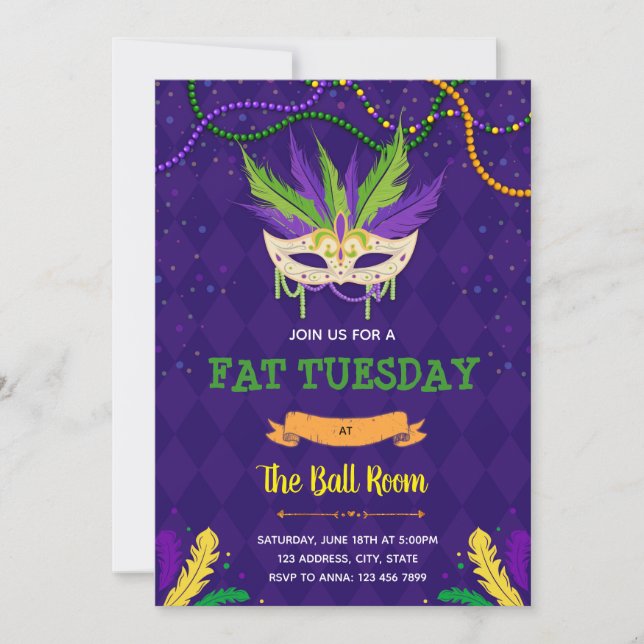 Fat Tuesday party invitation (Front)