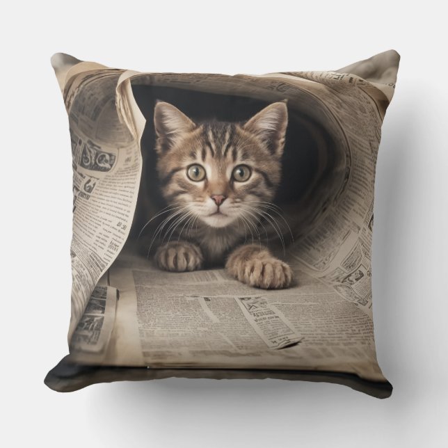 fatastick cat Throw Pillow (Front)