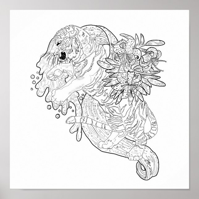 Fate in the Stars Tiger Coloring Page Poster (Front)