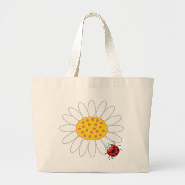 fatfatin Daisy & Ladybug Fun Cute Tote Bag (Front)