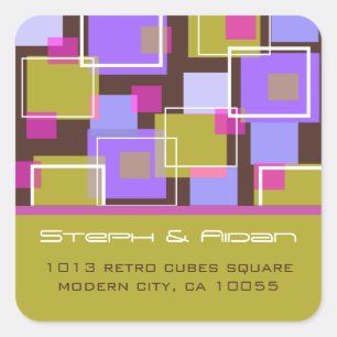 fatfatin Fun Retro Cubes Address Label Stickers