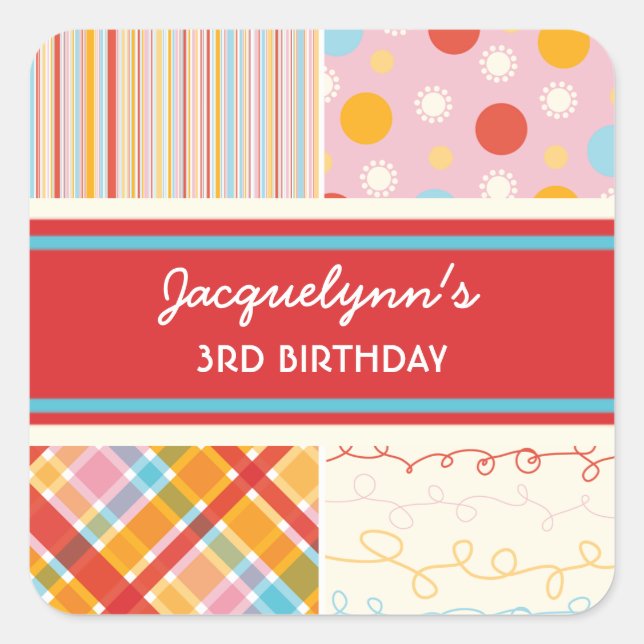 fatfatin Retro Candy Pink Combo Birthday Sticker (Front)