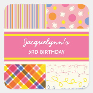 fatfatin Retro Hot Pink Combo Birthday Sticker