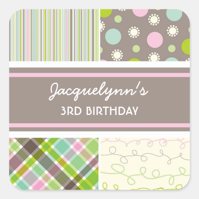 fatfatin Retro Sweet Pink Combo Birthday Sticker (Front)