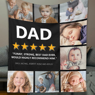 Father 5 Star Rating   Photo Collage Dad Fleece Blanket