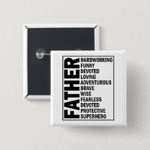 Father Adjective Fathers Day Cool Dad Definition 15 Cm Square Badge