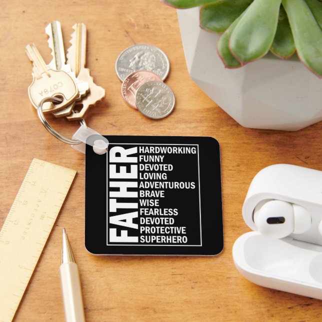 Father Adjective Fathers Day Cool Dad Definition Key Ring (Desk)