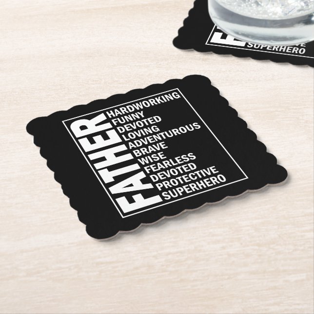 Father Adjective Fathers Day Cool Dad Definition Paper Coaster (Angled)