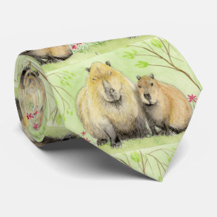 Father and Baby Capybara Neck Tie