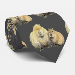 Father and Baby Capybara Neck Tie