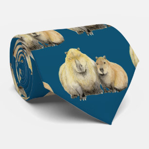 Father and Baby Capybara Neck Tie