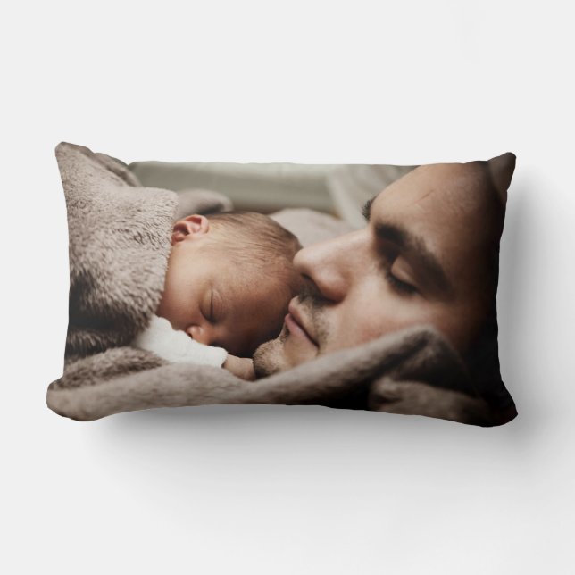 Father and Baby Resting Together Lumbar Pillow  (Front)