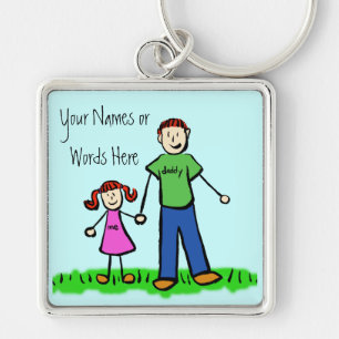 Father and Child Custom Family Names Keychain
