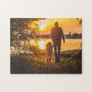 Father and child happy Father’s Day - Dad photo Jigsaw Puzzle