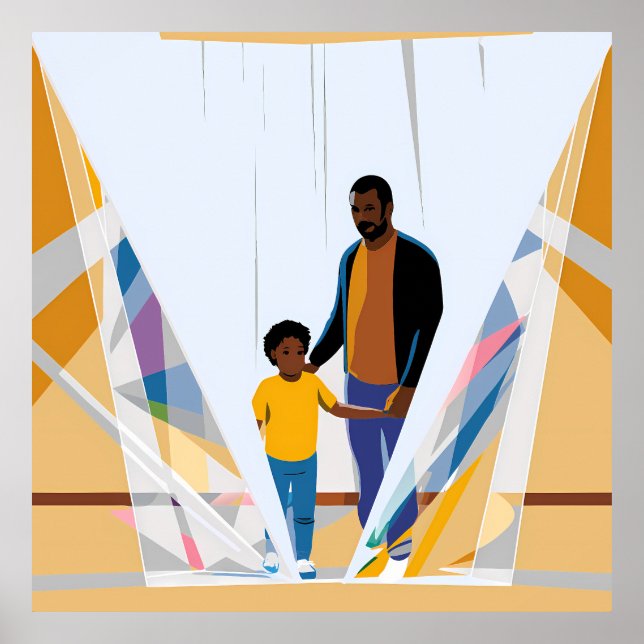 Father and Child in Abstract Light Poster (Front)