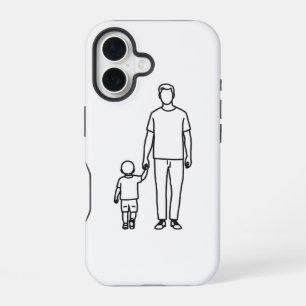 Father and Child Line Art Minimalist iPhone Case" 16 Case