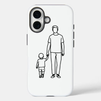 Father and Child Line Art Minimalist iPhone Case" 16 Case