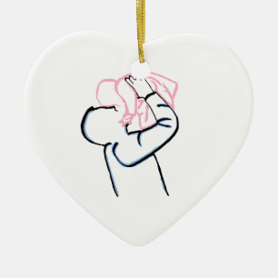 Father and daughter. ceramic tree decoration