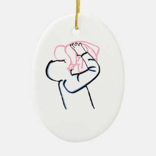 Father and daughter. ceramic tree decoration