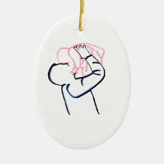 Father and daughter. ceramic tree decoration