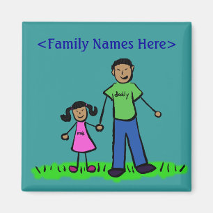 Father and Daughter Custom Family Character Magnet