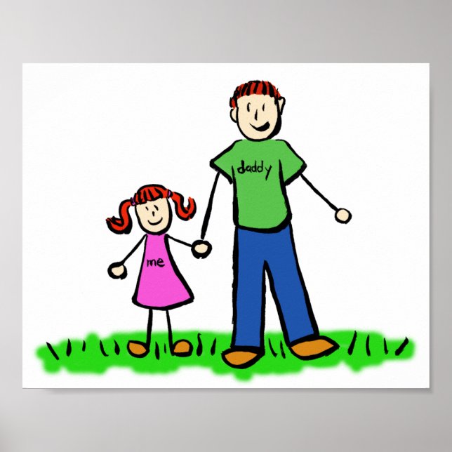 Father and Daughter Custom Family Character Poster (Front)