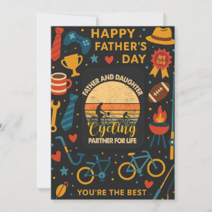 Father And Daughter Cycling Partner For Life Gift Invitation