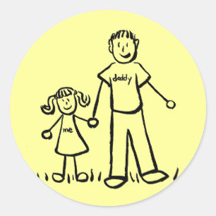Father and Daughter Family Characters Art Stickers