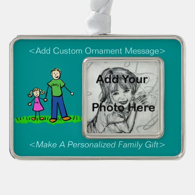 Father and Daughter Family Cute Custom Ornament (Front)