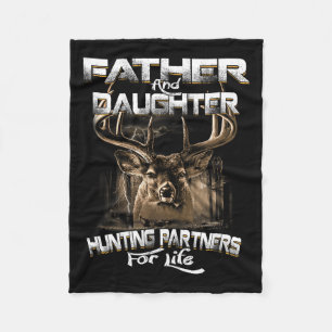 Father And Daughter Hunting Partners For Life Deer Fleece Blanket
