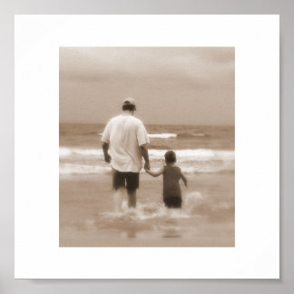 Father and Son at the Beach Poster