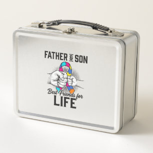 Father and Son Best Friends for Life Puzzle Ribbon Metal Lunch Box