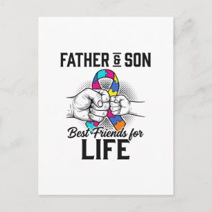 Father and Son Best Friends for Life Puzzle Ribbon Postcard