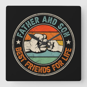 Father And Son Best Friends For Life Square Wall Clock