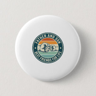 Father and Son Best Friends Vintage Fist Bump Shir 6 Cm Round Badge