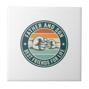 Father and Son Best Friends Vintage Fist Bump Shir Ceramic Tile