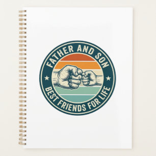 Father and Son Best Friends Vintage Fist Bump Shir Planner