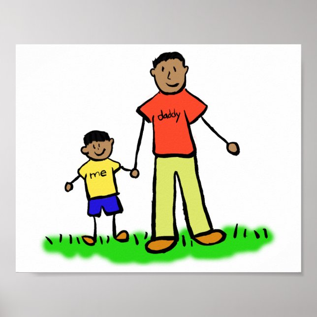 Father and Son Custom Family Characters Art Poster (Front)