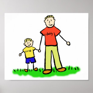 Father and Son Custom Family Characters Art Poster