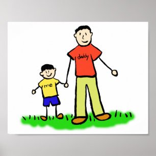 Father and Son Custom Family Characters Art Poster