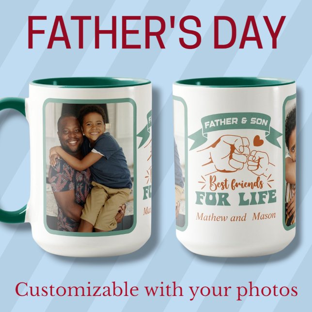 Father and Son custom photos & names Father's Day Mug (Father and Son custom photos & names Father's Day Mug)