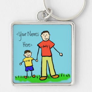 Father and Son Family Characters Custom Keychains