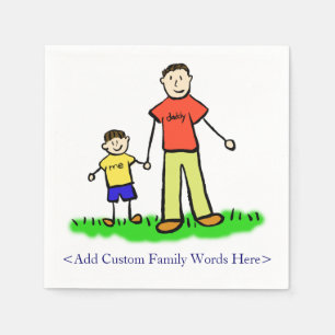 Father and Son Family Characters Custom Napkins