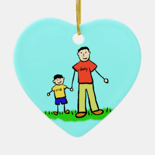 Father and Son Family Characters Custom Ornaments