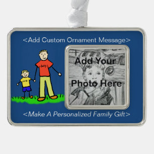 Father and Son Family Cute Drawing Custom Ornament