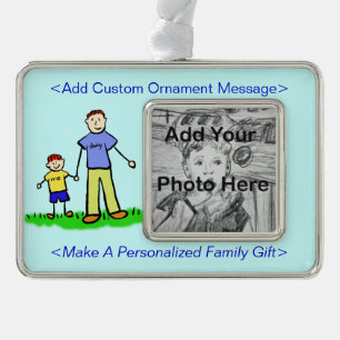 Father and Son Family Cute Drawing Custom Ornament